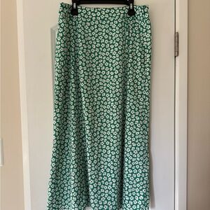 LOFT Floral Green Midi Skirt